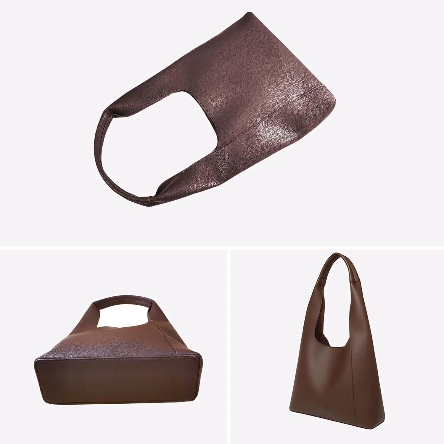 Women Slouchy Hobo Bags Soft Vegan Leather Tote Bag Large Shoulder Purse 2pcs