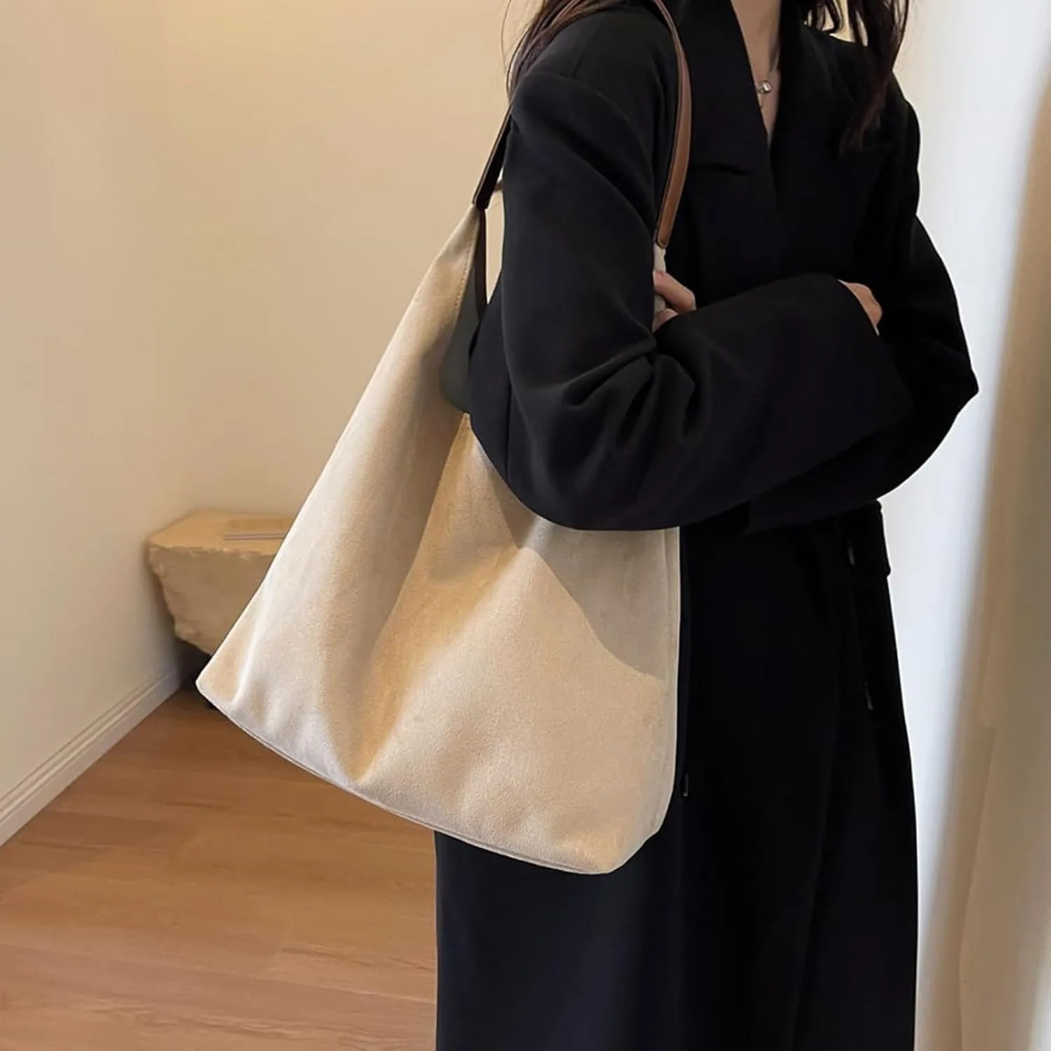Women Slouchy Suede Tote Bag Hobo Handbag Casual Office Oversized Shoulder Bag Purses