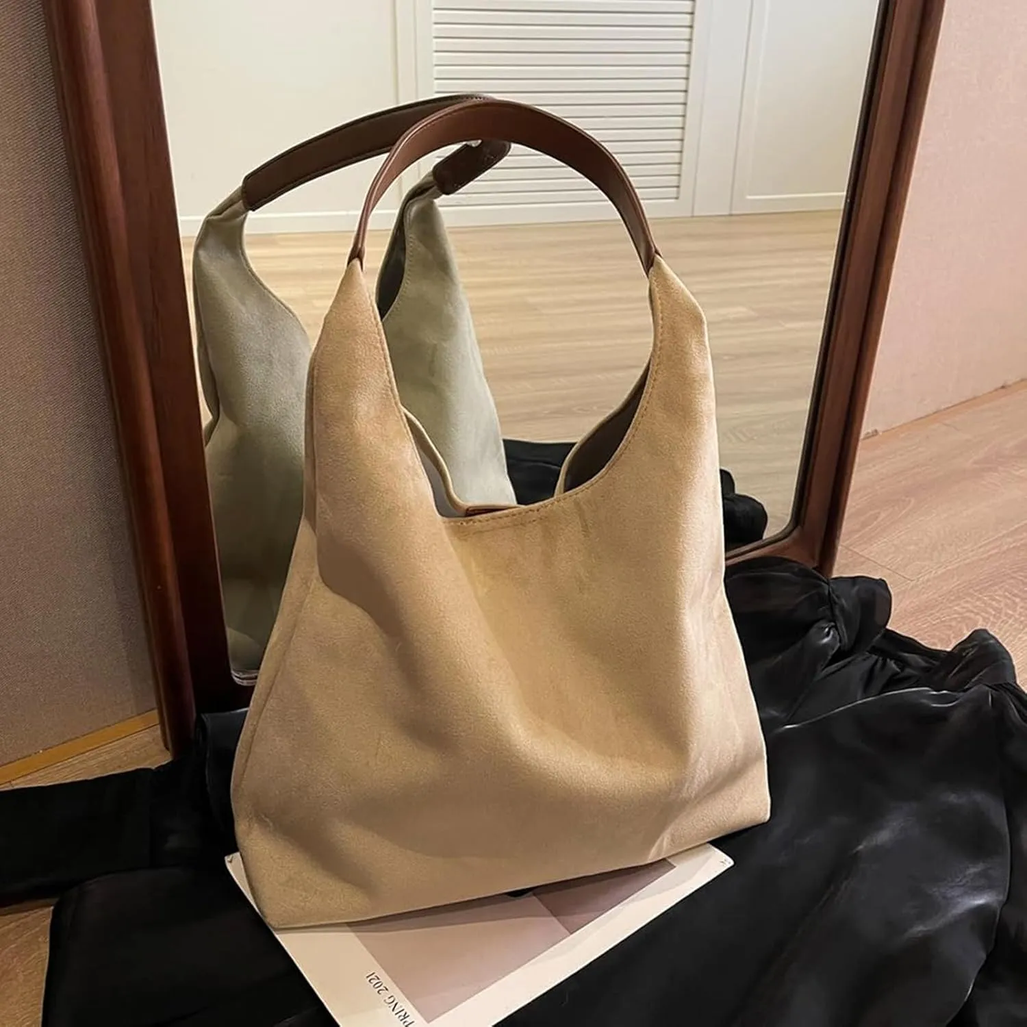 Women Slouchy Suede Tote Bag Hobo Handbag Casual Office Oversized Shoulder Bag Purses