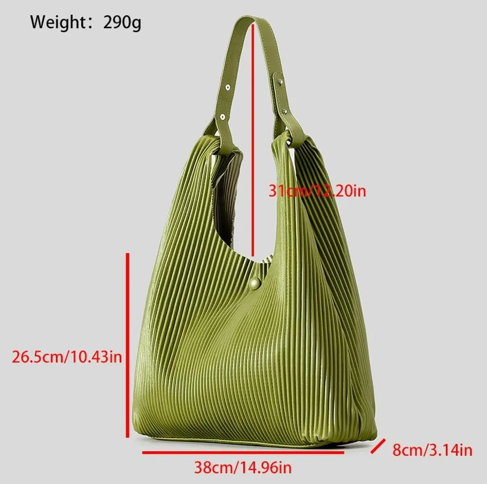 Women Soft Vegan Leather Handbags Fashion Shoulder Totes Large Bucket Hobo Purse Pleated Top Handle Satchel 2024