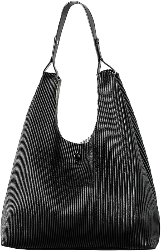 Women Soft Vegan Leather Handbags Fashion Shoulder Totes Large Bucket Hobo Purse Pleated Top Handle Satchel 2024