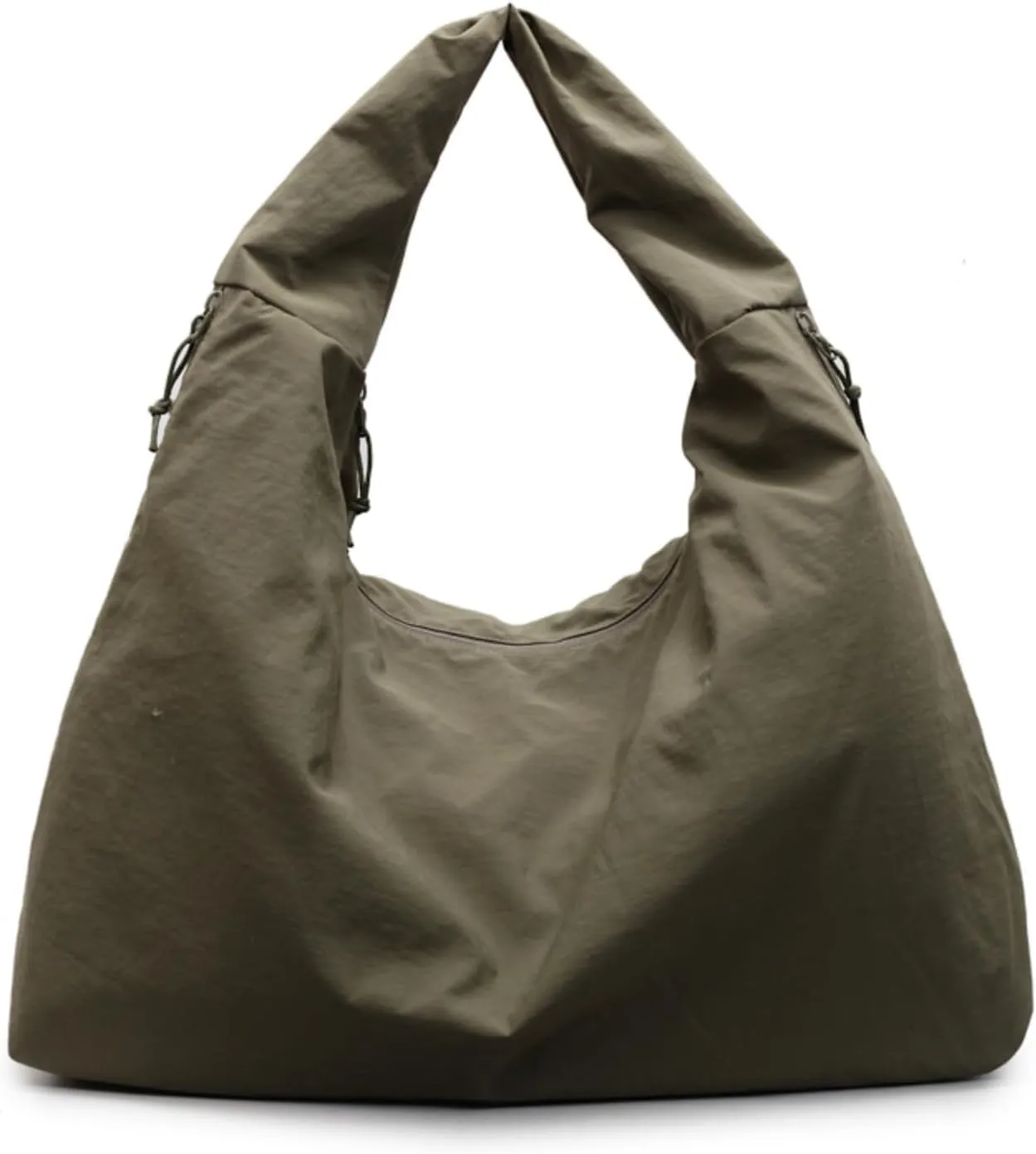 Women Solid Color Draped Tote Bag Large Capacity Nylon Shoulder Purse Versatile Slouchy Hobo Bag Travel Sport