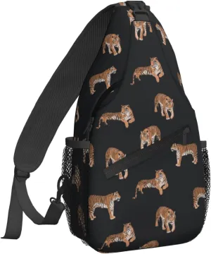 Women Tiger Animal Trendy Pattern Crossbody Sling Backpack for Men Chest Bag Shoulder Bag Lightweight One Strap Backpack Travel Outdoor Daypack