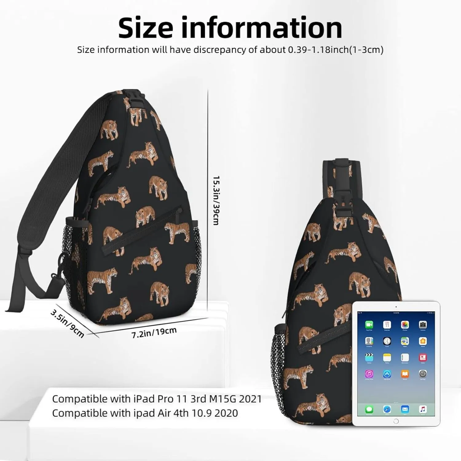 Women Tiger Animal Trendy Pattern Crossbody Sling Backpack for Men Chest Bag Shoulder Bag Lightweight One Strap Backpack Travel Outdoor Daypack