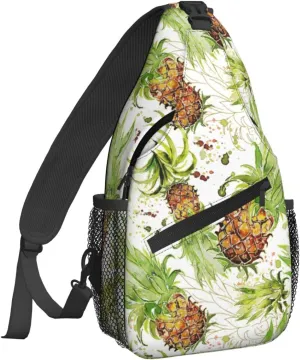 Women Watercolor Splash Fresh Pineapple Crossbody Sling Backpack for Men Chest Bag Shoulder Bag Lightweight One Strap Backpack Travel Outdoor Daypack