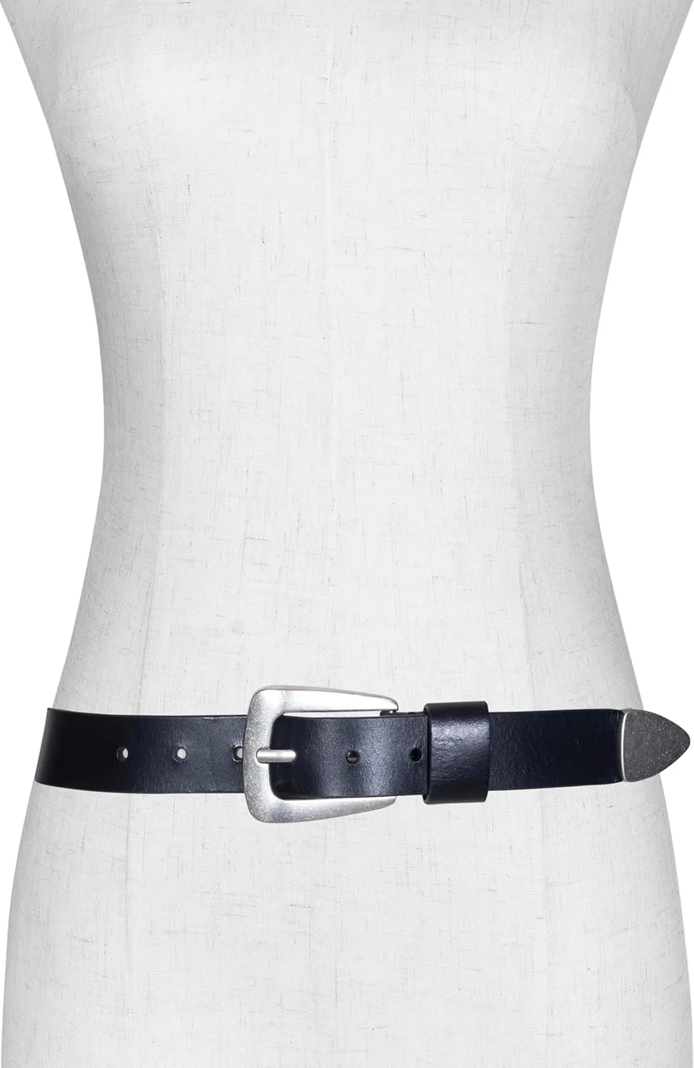 Women's 1.25 Inch Belt with Metal Tip, Adjustable Western-Inspired Buckle