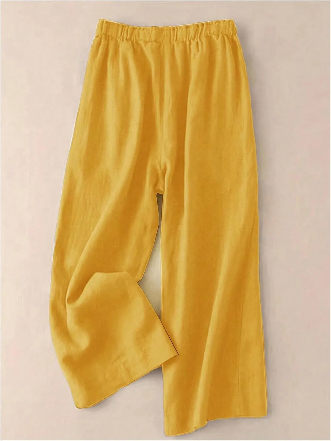 Women's Baggy Wide Leg Pants Elastic Waist Bowknot Casual Holiday Trousers