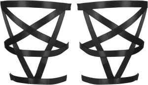 Women's Body Harness Pentagram Star Leg Loop Suspender Belt Thigh Cage Garter Belt Punk Goth Carnival Dance Costume