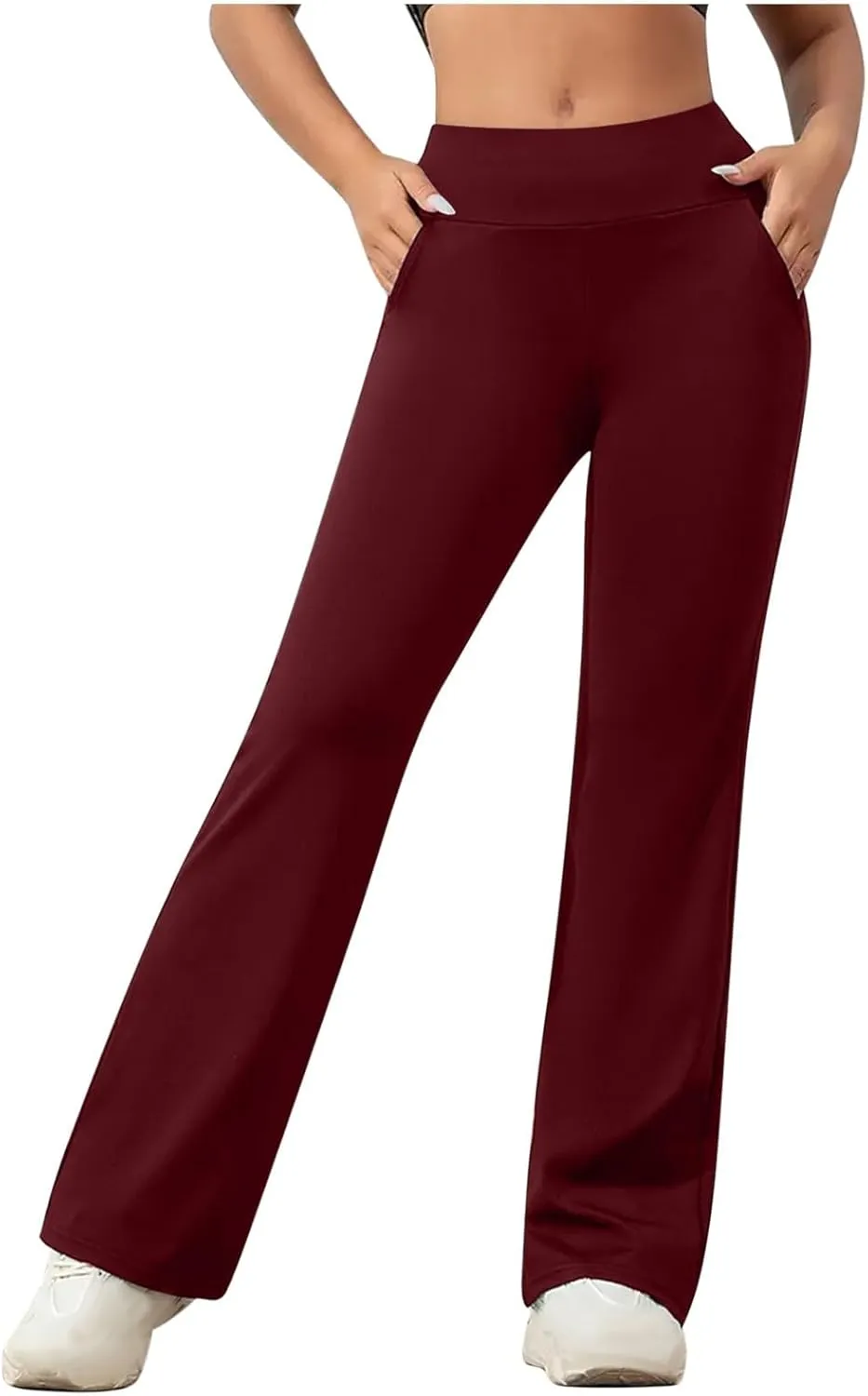 Womens Bootcut Dressy Pants Business Casual Work Pants with Pockets High Waist Stretchy Trousers Pull On Office