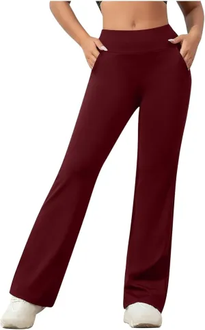 Womens Bootcut Dressy Pants Business Casual Work Pants with Pockets High Waist Stretchy Trousers Pull On Office