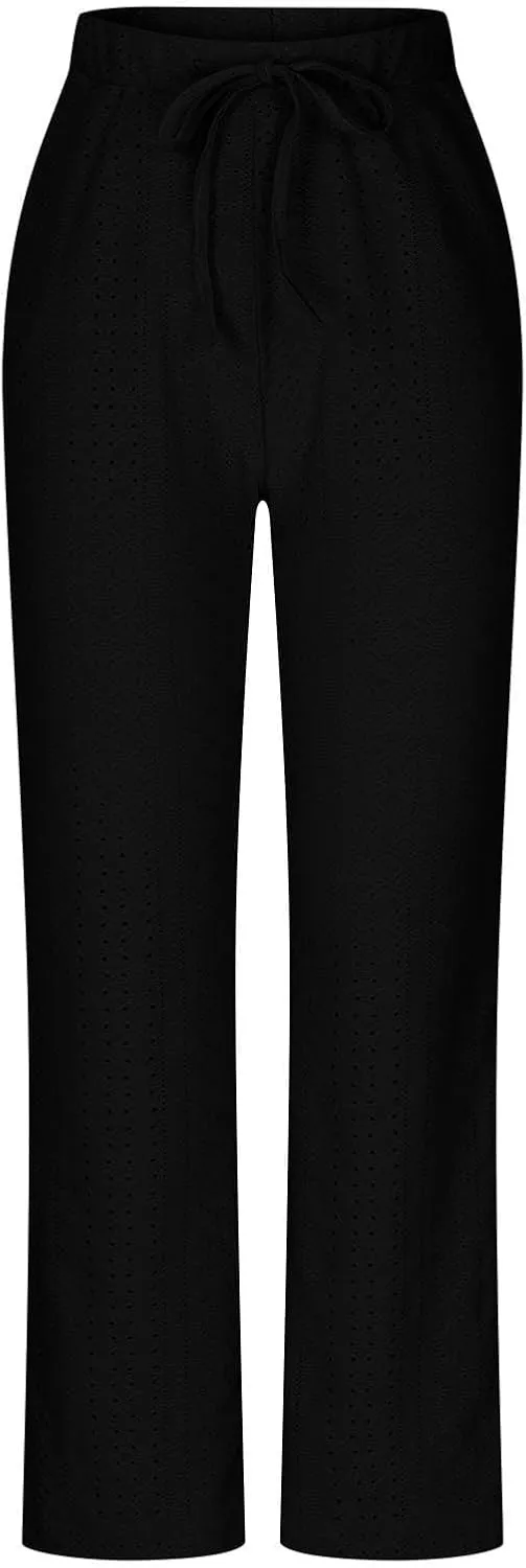Womens Cargo Pants Wide Leg Sweatpants High Waisted Elastic Waist Yoga Pants Lightweight Lounge Sweatpants 2025