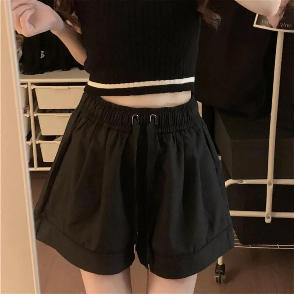 Women's Casual Comfort Shorts Loose Straight Elastic Waist Drawstring Casual Shorts