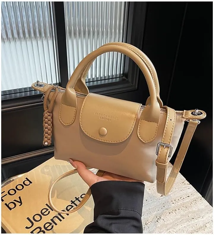 Women's Chic Shoulder Bag – Elegant Soft Leather Handbag with Top Handle, Versatile Crossbody Purse for Work Travel