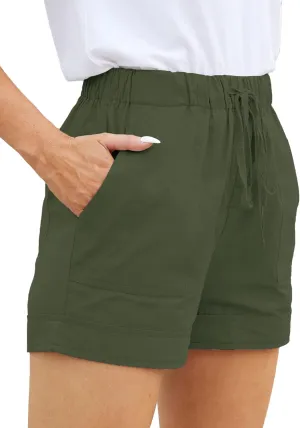Womens Comfy Drawstring Casual Elastic Waist Pocketed Loose Fit Shorts Plus Size