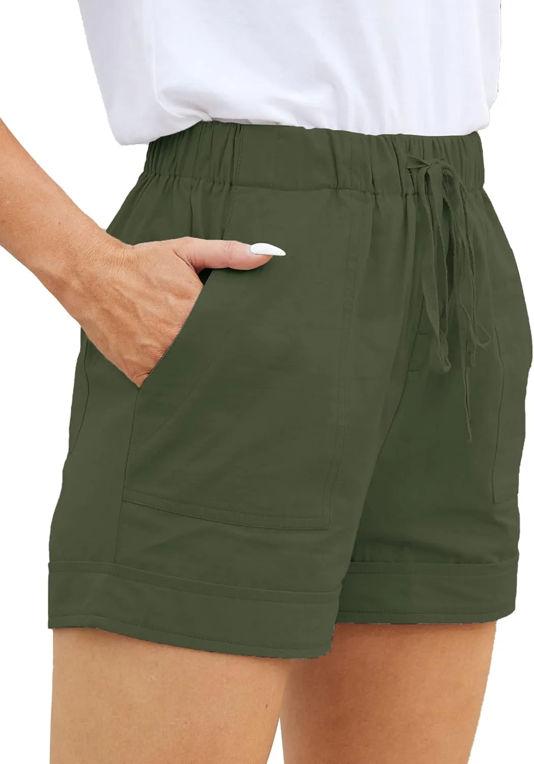 Womens Comfy Drawstring Casual Elastic Waist Pocketed Loose Fit Shorts Plus Size