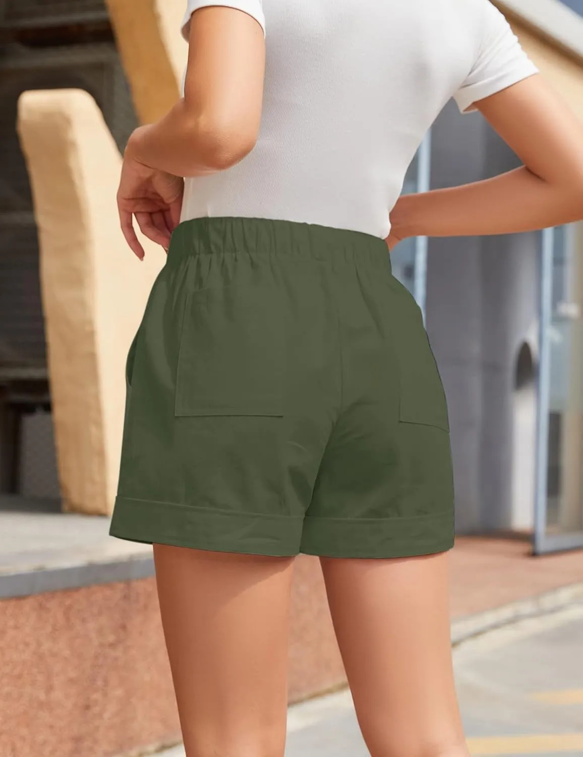 Womens Comfy Drawstring Casual Elastic Waist Pocketed Loose Fit Shorts Plus Size