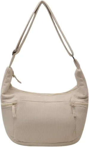 Women's Corduroy Crossbody Bags Casual Zipper Tote Handbags Sling Purse Crescent Shoulder Bag Satchel Work Gym