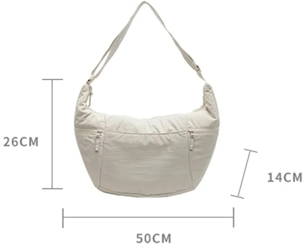 Women's Corduroy Crossbody Bags Casual Zipper Tote Handbags Sling Purse Crescent Shoulder Bag Satchel Work Gym
