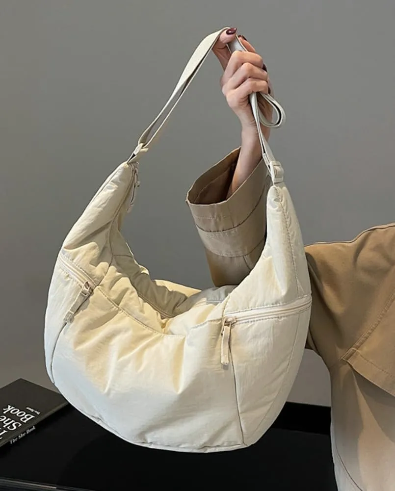 Women's Corduroy Crossbody Bags Casual Zipper Tote Handbags Sling Purse Crescent Shoulder Bag Satchel Work Gym
