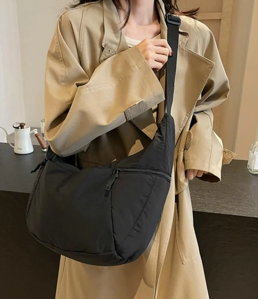Women's Corduroy Crossbody Bags Casual Zipper Tote Handbags Sling Purse Crescent Shoulder Bag Satchel Work Gym