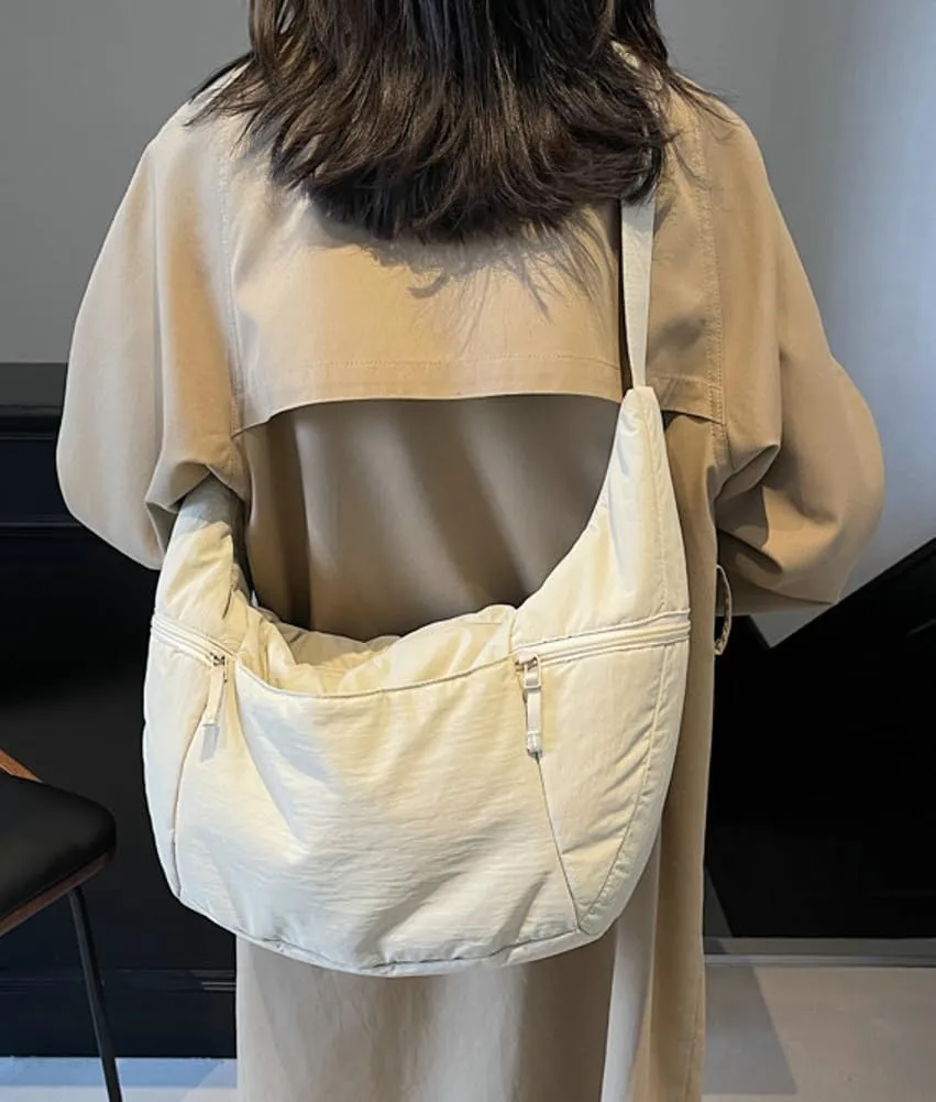 Women's Corduroy Crossbody Bags Casual Zipper Tote Handbags Sling Purse Crescent Shoulder Bag Satchel Work Gym