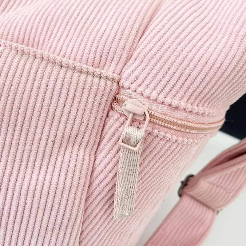 Women's Corduroy Crossbody Bags Casual Zipper Tote Handbags Sling Purse Crescent Shoulder Bag Satchel Work Gym