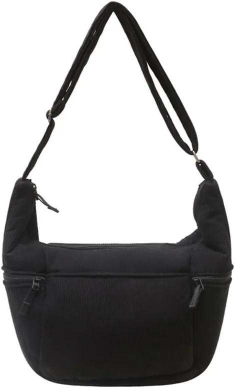 Women's Corduroy Crossbody Bags Casual Zipper Tote Handbags Sling Purse Crescent Shoulder Bag Satchel Work Gym