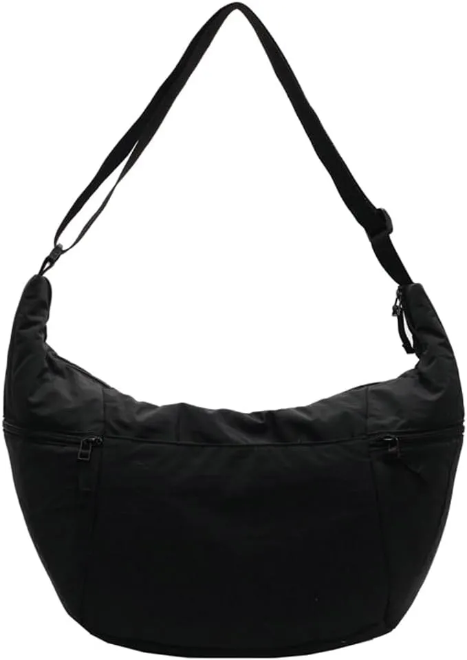 Women's Corduroy Crossbody Bags Casual Zipper Tote Handbags Sling Purse Crescent Shoulder Bag Satchel Work Gym