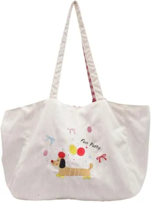 Womens Corduroy Tote Bag Vintage Cartoon Shoulder Bag Large Carryall Bag Top Handle Hobo Handbag Slouchy Tote for Gym Travel