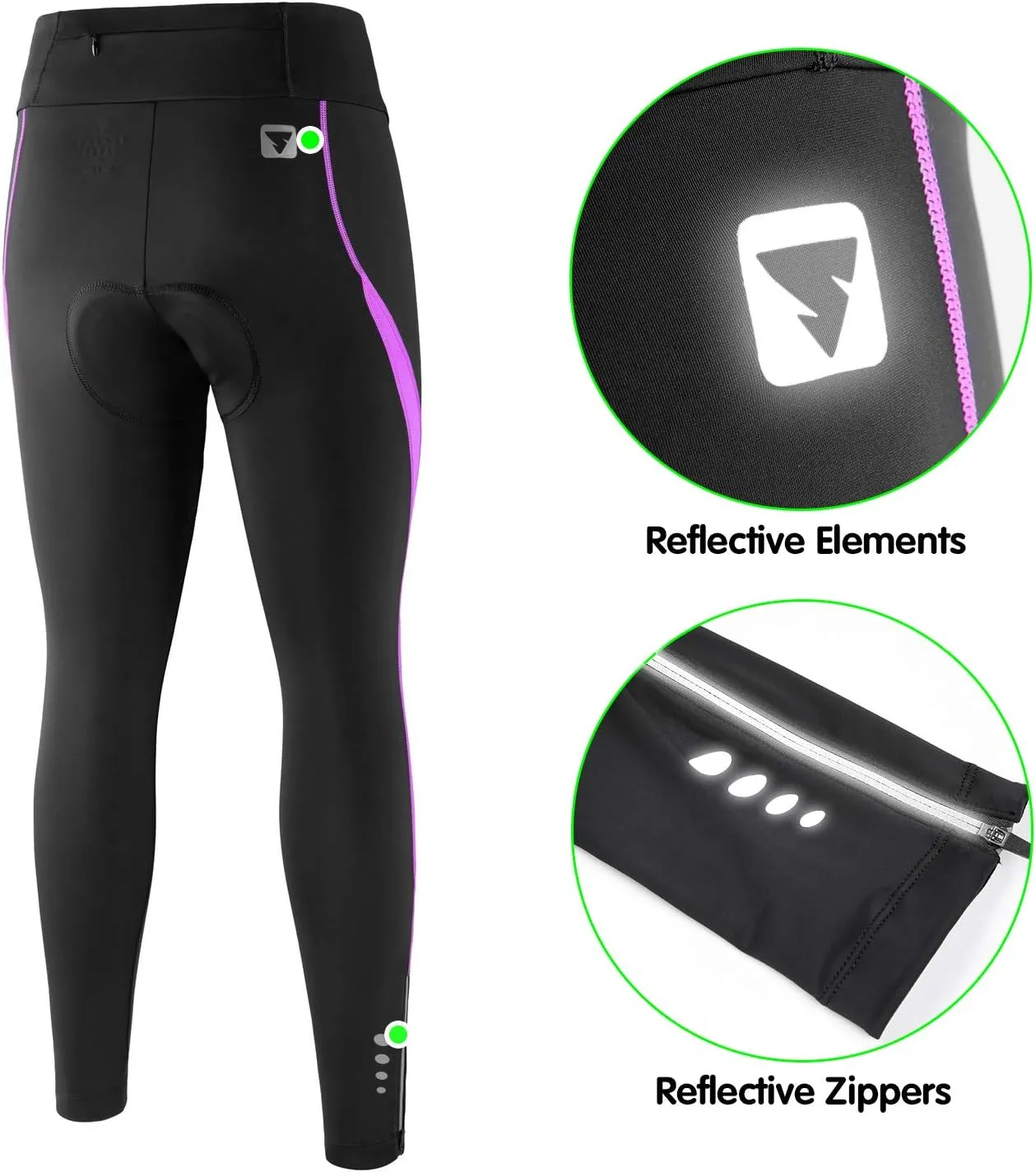 Women's Cycling Pants 3D Padded Compression Tight, Long Bike Bicycle Pants with Wide Waistband