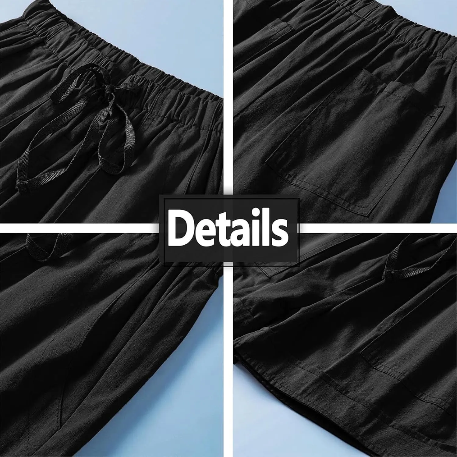 Womens Drawstring Shorts Summer Elastic Waist Casual Lightweight with Pockets