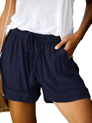 Womens Drawstring Shorts Summer Elastic Waist Casual Lightweight with Pockets