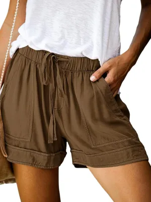 Womens Drawstring Shorts Summer Elastic Waist Casual Lightweight with Pockets