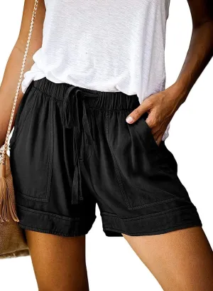 Womens Drawstring Shorts Summer Elastic Waist Casual Lightweight with Pockets