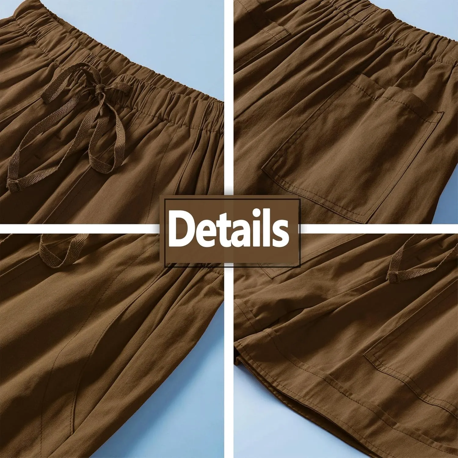 Womens Drawstring Shorts Summer Elastic Waist Casual Lightweight with Pockets