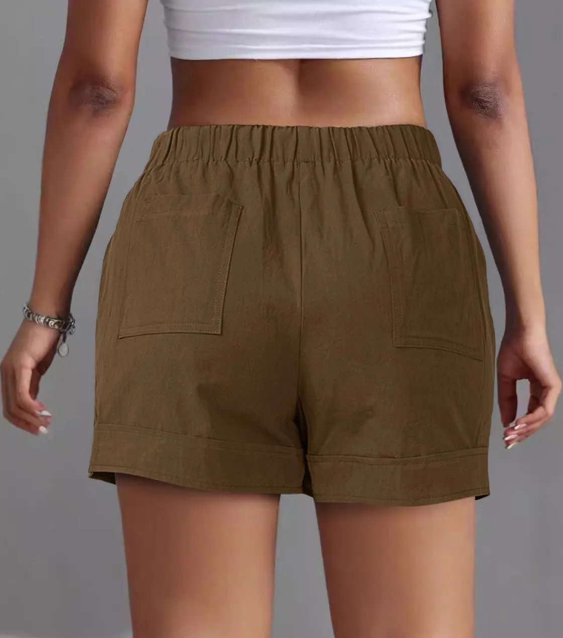 Womens Drawstring Shorts Summer Elastic Waist Casual Lightweight with Pockets