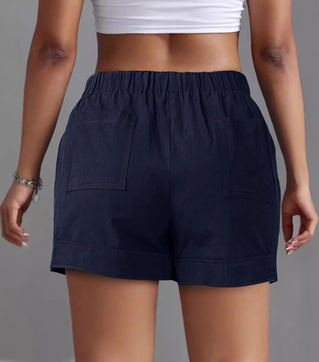 Womens Drawstring Shorts Summer Elastic Waist Casual Lightweight with Pockets