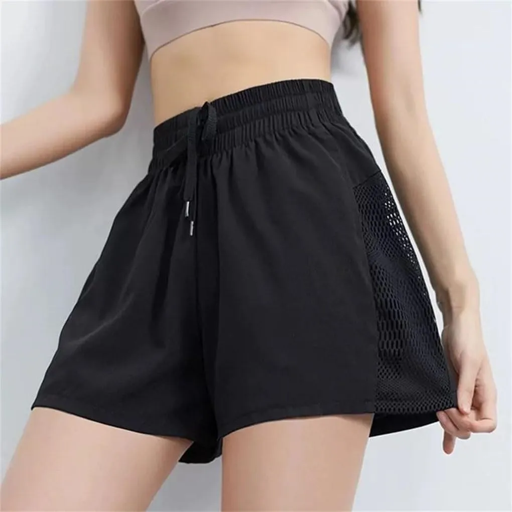 Women's Elastic Waist Drawstring Sports Fitness Shorts with Pockets Quick Dry Loose Shorts