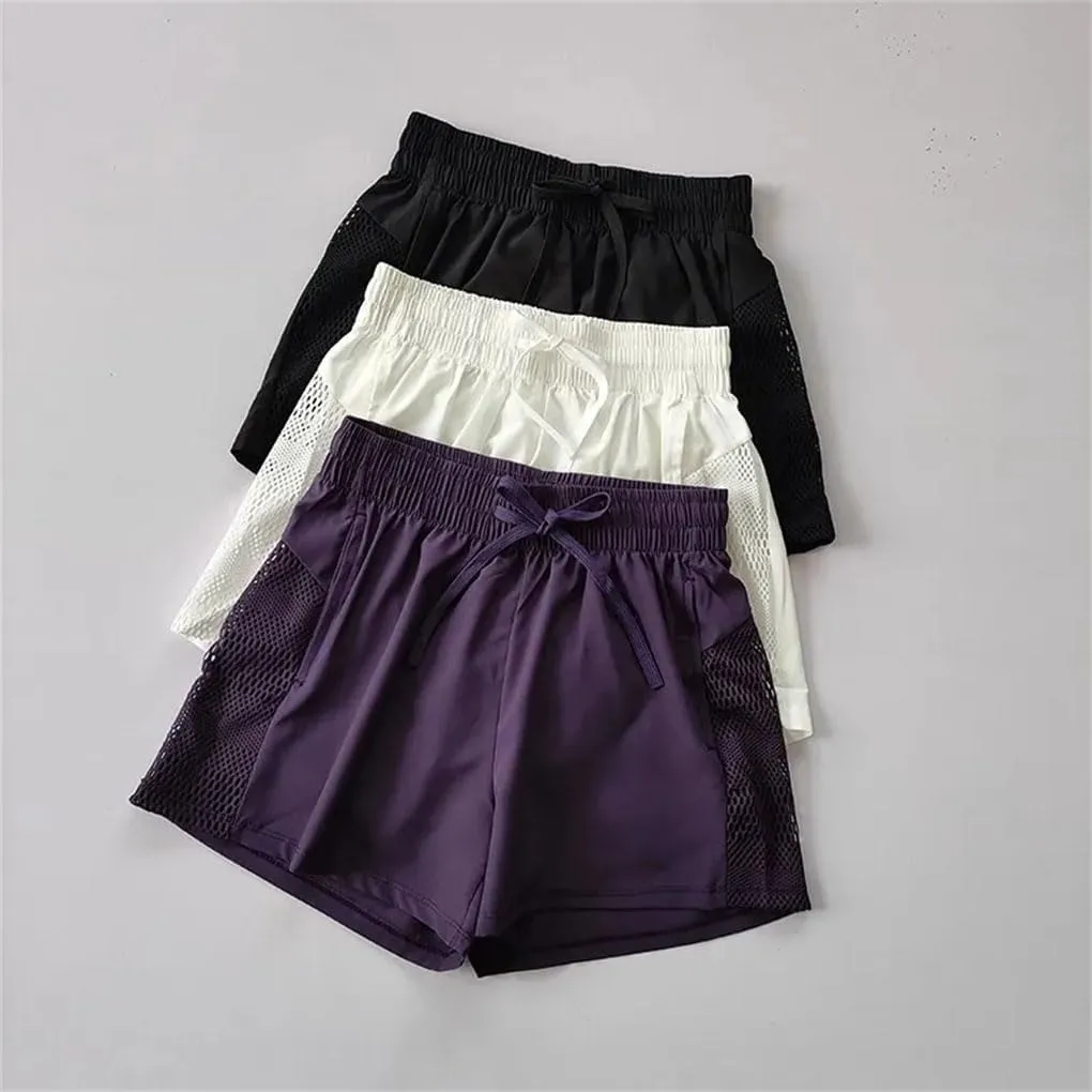 Women's Elastic Waist Drawstring Sports Fitness Shorts with Pockets Quick Dry Loose Shorts