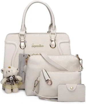 Women's Fashion Handbags Tote Bags Shoulder Bag Top Handle Satchel Purse Set 4pcs
