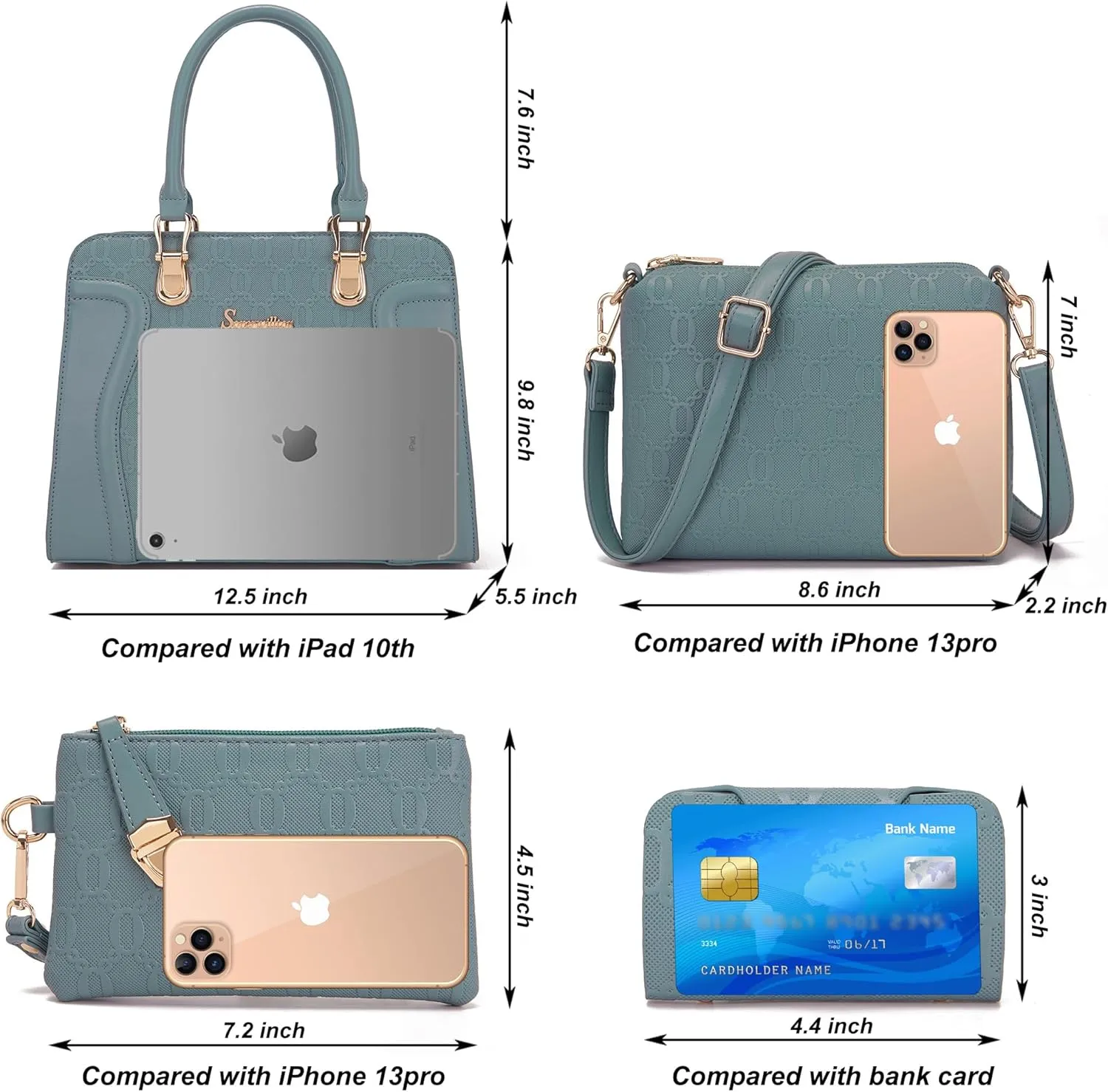 Women's Fashion Handbags Tote Bags Shoulder Bag Top Handle Satchel Purse Set 4pcs