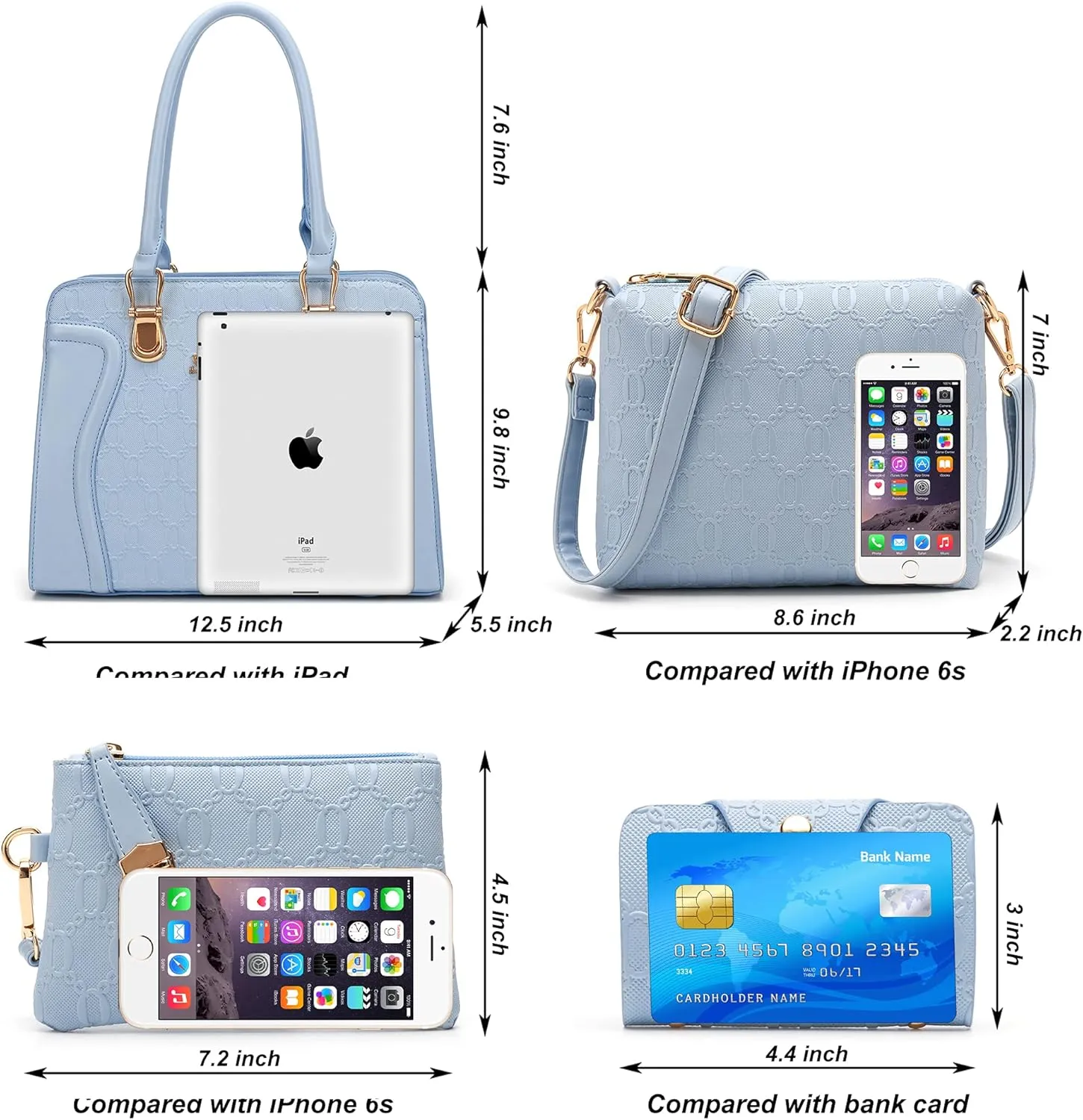 Women's Fashion Handbags Tote Bags Shoulder Bag Top Handle Satchel Purse Set 4pcs