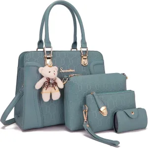 Women's Fashion Handbags Tote Bags Shoulder Bag Top Handle Satchel Purse Set 4pcs