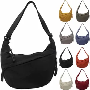 Women's Fashion Plain Color Nylon Crossbody Bag, Limorence cross body bag, Multi-Pocket Crescent Bag Dumpling Bag
