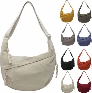Women's Fashion Plain Color Nylon Crossbody Bag, Limorence cross body bag, Multi-Pocket Crescent Bag Dumpling Bag