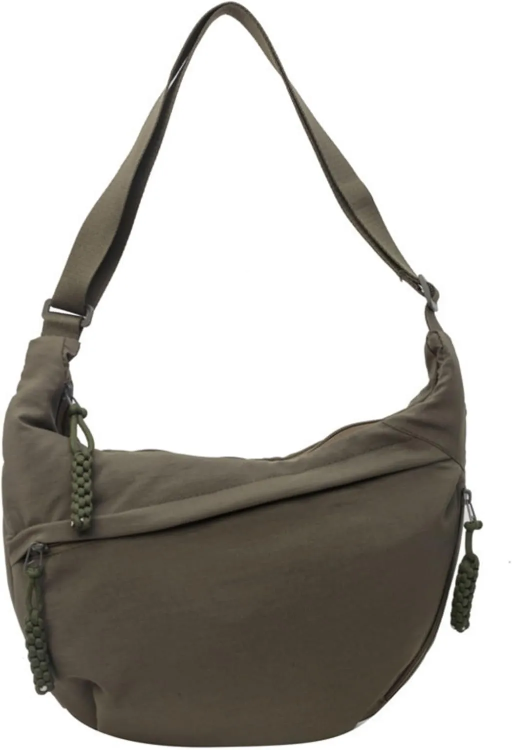 Women's Fashion Plain Color Nylon Crossbody Hobo Bag, Slouchy Sling Bag for Women Men