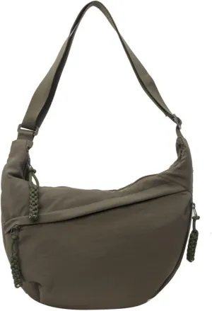 Women's Fashion Plain Color Nylon Crossbody Hobo Bag, Slouchy Sling Bag for Women Men