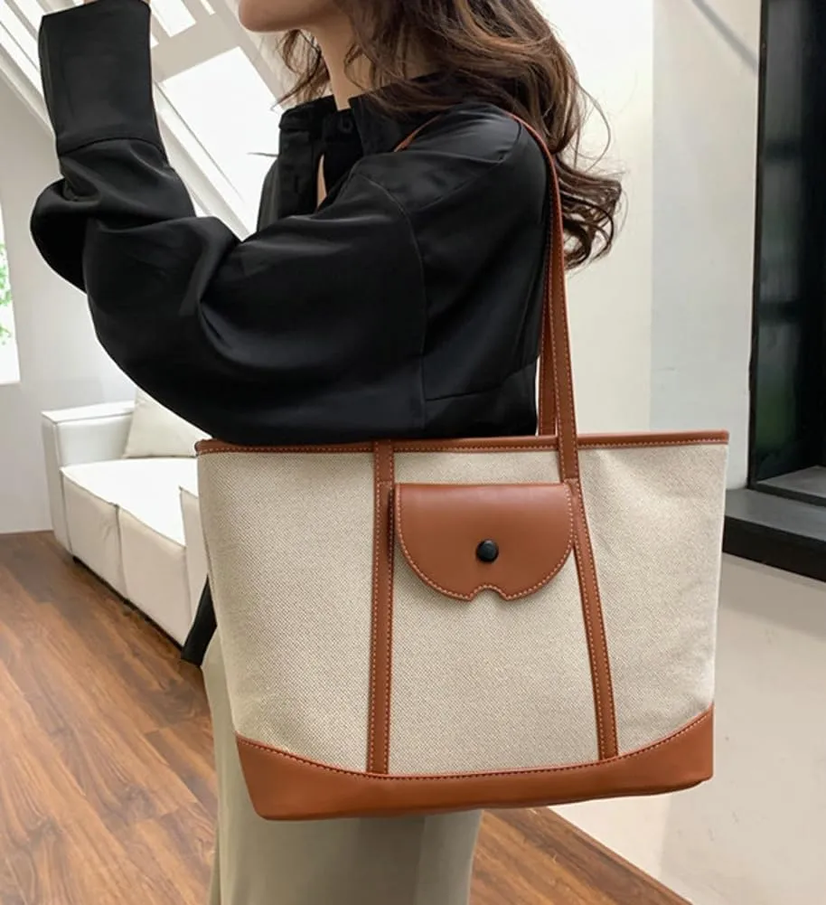 Women's Fashion Tote Bags Canvas Shoulder Bag Purse Large Handbeg Casual Work Travel Top Handle Satchel