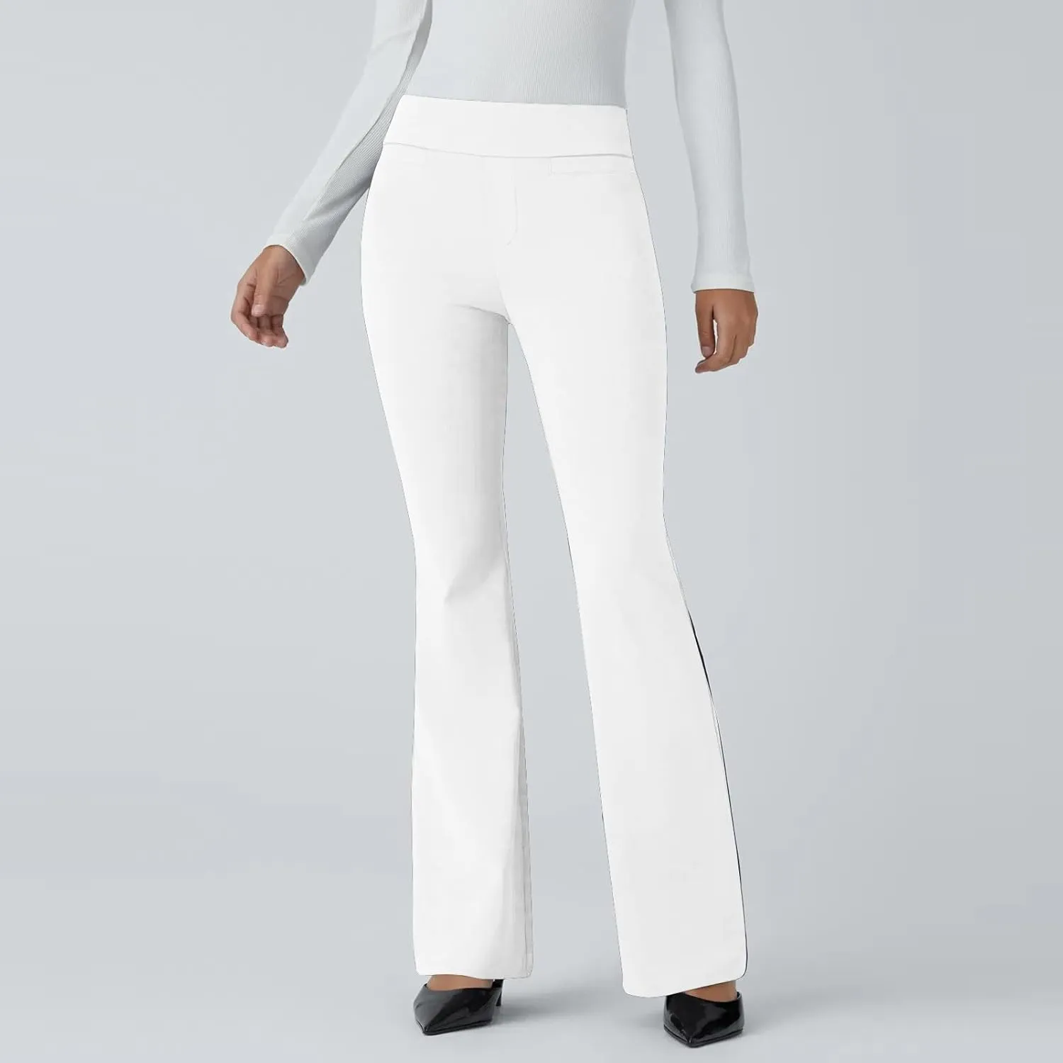 Women's Flare Leggings Bell Bottom Sweatpants Elastic High Waisted Casual Pants Solid Bootcut Yoga Trousers Streetwear