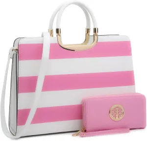 Womens Handbag Top Handle Shoulder Bag Tote Satchel Purse Work Bag with Matching Wallet